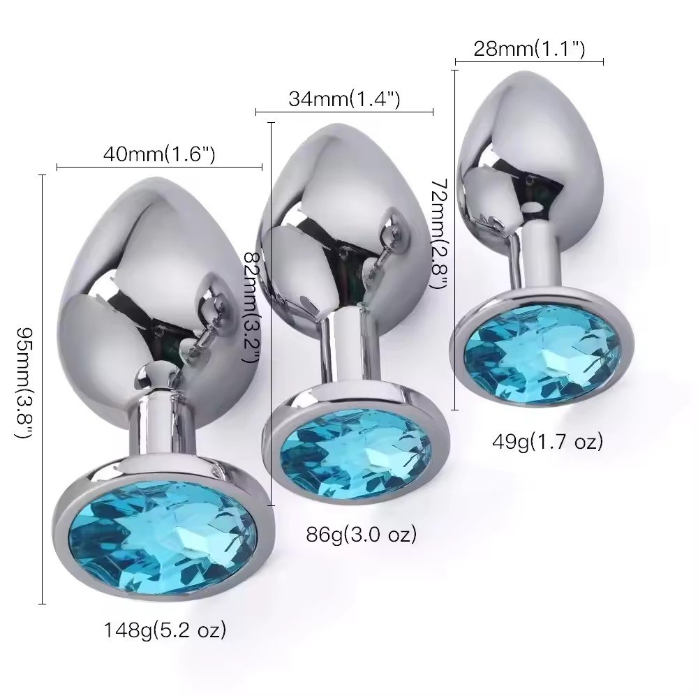 Multi Colors Jewelry Anal Butt Plug Women Sex Toys Expand Metal Anal Plug Ass Toy For Couples 3 piece set