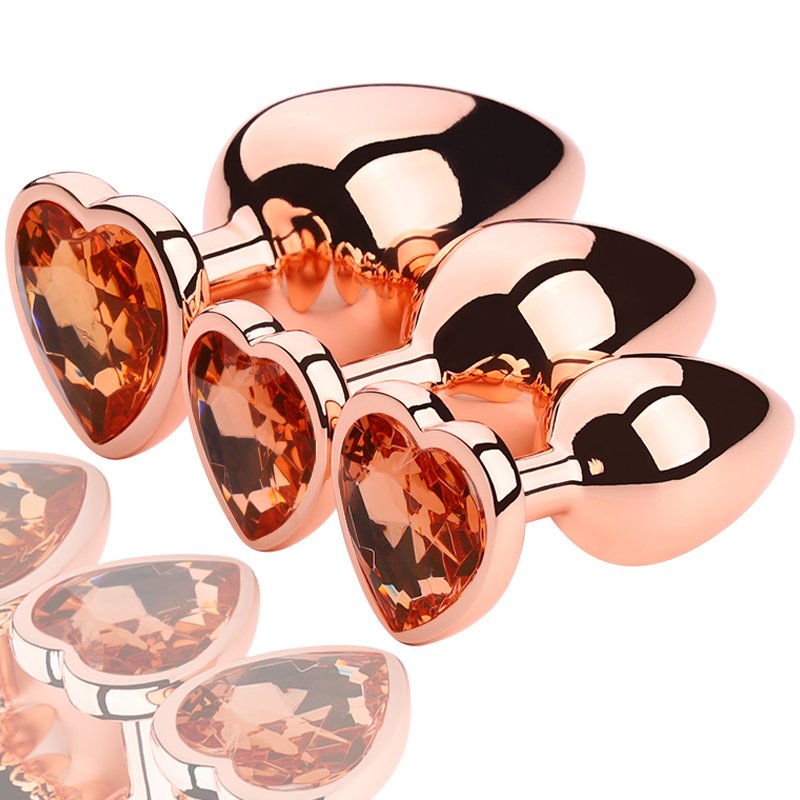 Rose Gold Jewel Butt Plug Anal Sex Toys Heart Base Metal Design for Women and Men Sex Toys for Couples Juguetes Sexuales