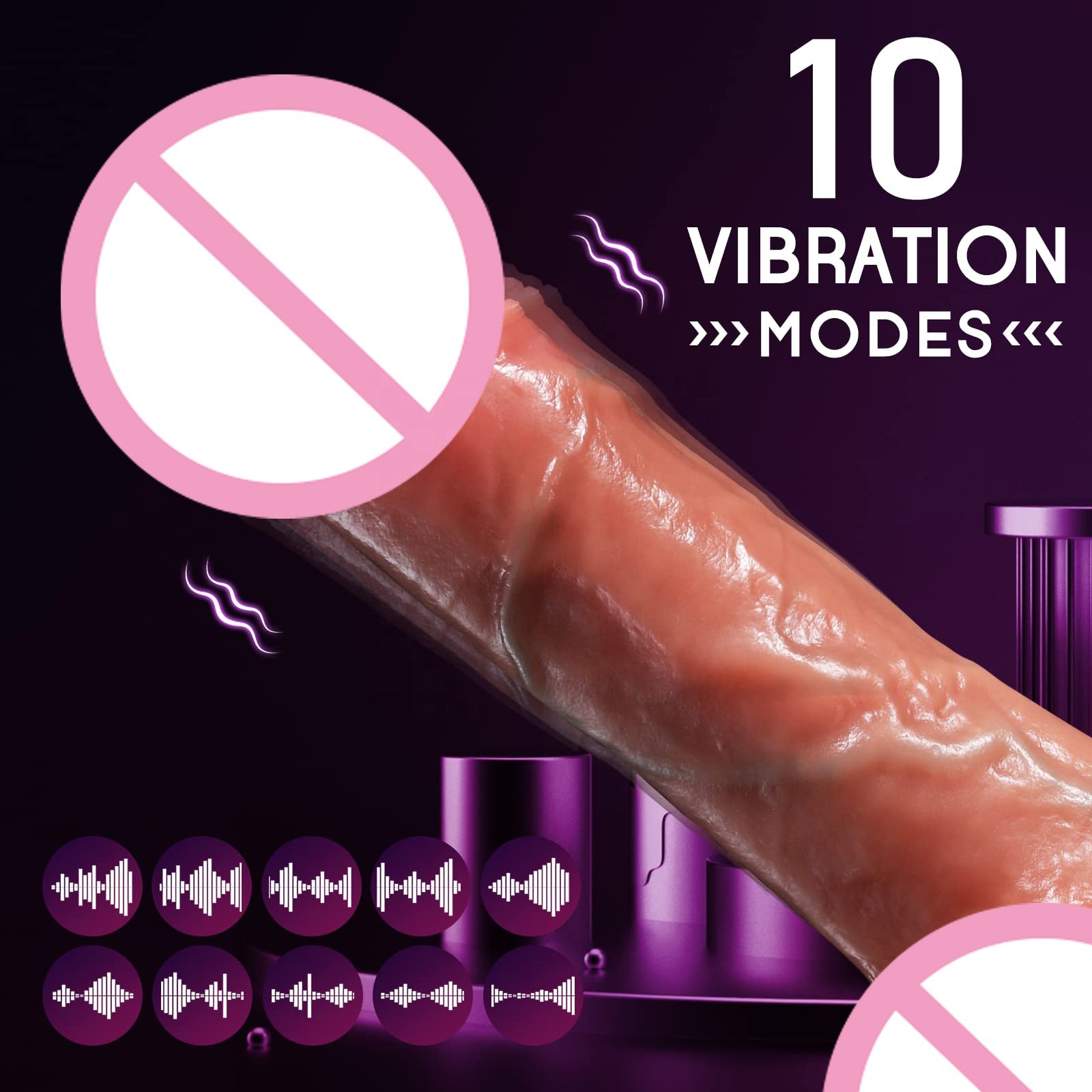 Realistic Thrusting Dildo Vibrator Sex Toys G Spot Anal Stimulation 8 Thrusting & 10 Vibration Silicone Dildo Sex Toy for Women