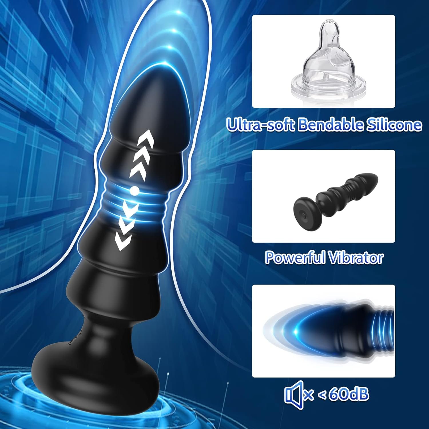 Thrusting Remote Control Butt Plug - Anal Sex Toy With Vibrating and Thrusting Modes, Prostate Massager For Male and Female