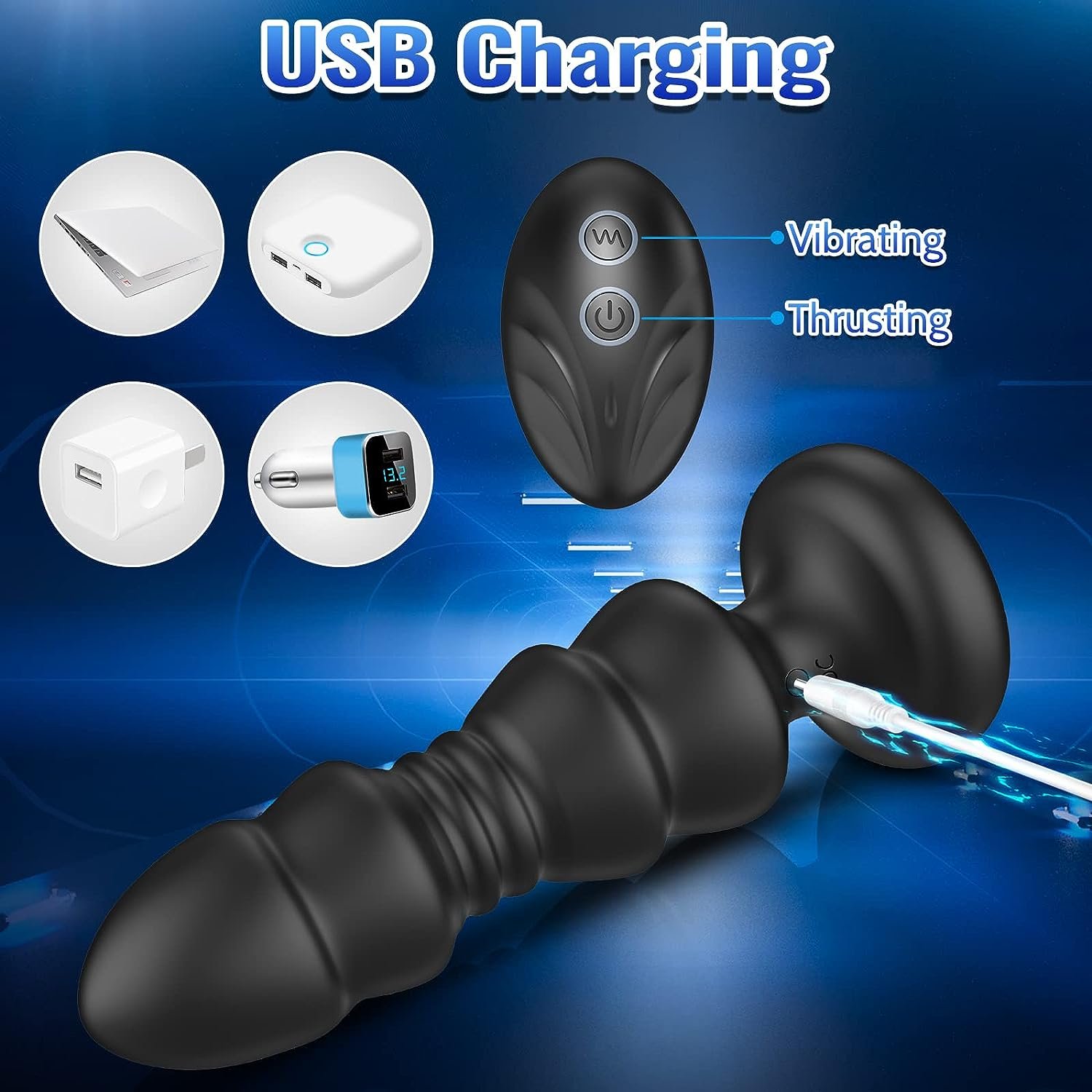 Thrusting Remote Control Butt Plug - Anal Sex Toy With Vibrating and Thrusting Modes, Prostate Massager For Male and Female
