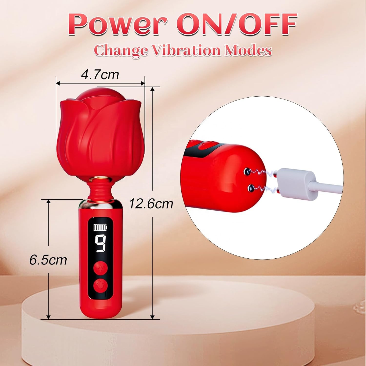 LED Display Mini Wand Massager Rose Clitoral Vibrator Sex Toys for Women Rechargeable G Spot Nipple Anal Sex Stimulation