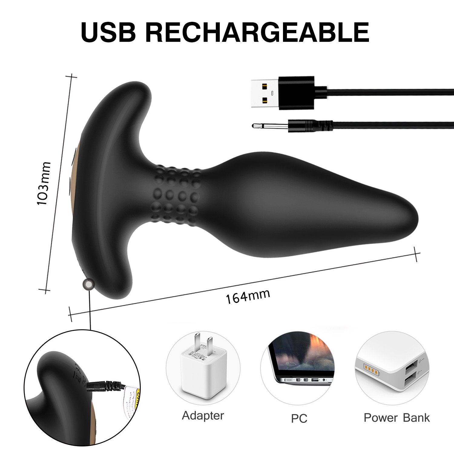 USB Charging Wireless Remote Prostate Massage Vibrator SexToy Silicone 360 Degree Rotation XL Anal Plug for Men Sex Tool
