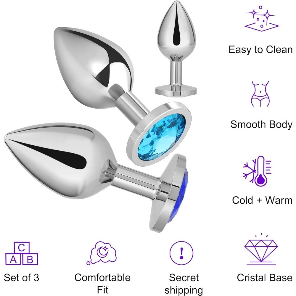 Erotic Anal Stainless Steel Smooth Plug Round Heart Crystal Bdsm Fetish Anus Dilator Ass Tail Adult Games Sex Toys For Women Gay
