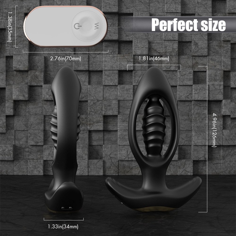Men Hollow Out Vestibule Vibrating Anal Plug with Suction Cup Wireless Remote Prostate Stimulation Male Butt Plug