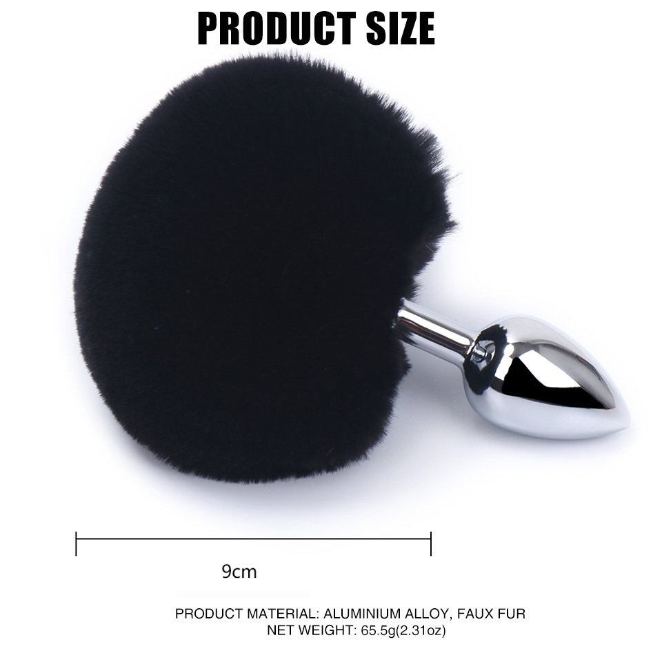 Women's Short Rabbit Tail Anal Sex Toys Stainless Steel Cosplay Butt Plug with Colorful Target Adult Product