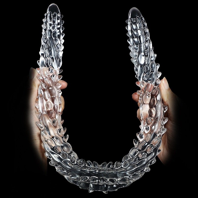 Clear Crystal Wolf Tooth Double Head Anal Plug Soft Stimulation Adult Masturbation Toys Massage Stick Men Women Anal Dilators
