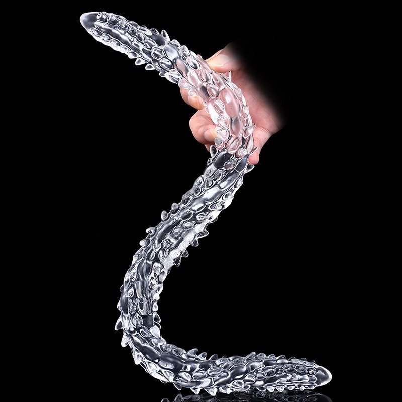 Clear Crystal Wolf Tooth Double Head Anal Plug Soft Stimulation Adult Masturbation Toys Massage Stick Men Women Anal Dilators