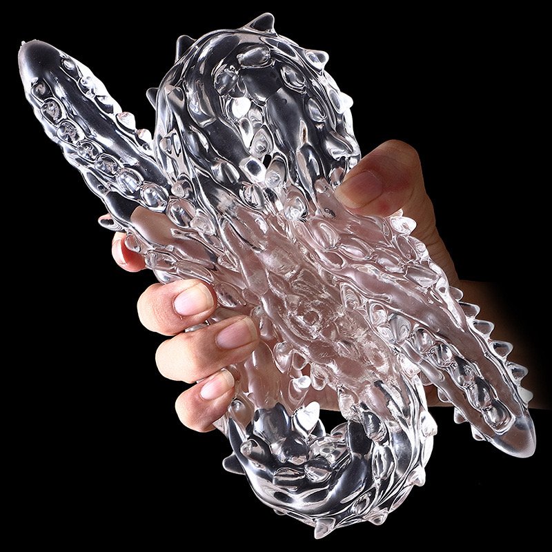 Clear Crystal Wolf Tooth Double Head Anal Plug Soft Stimulation Adult Masturbation Toys Massage Stick Men Women Anal Dilators