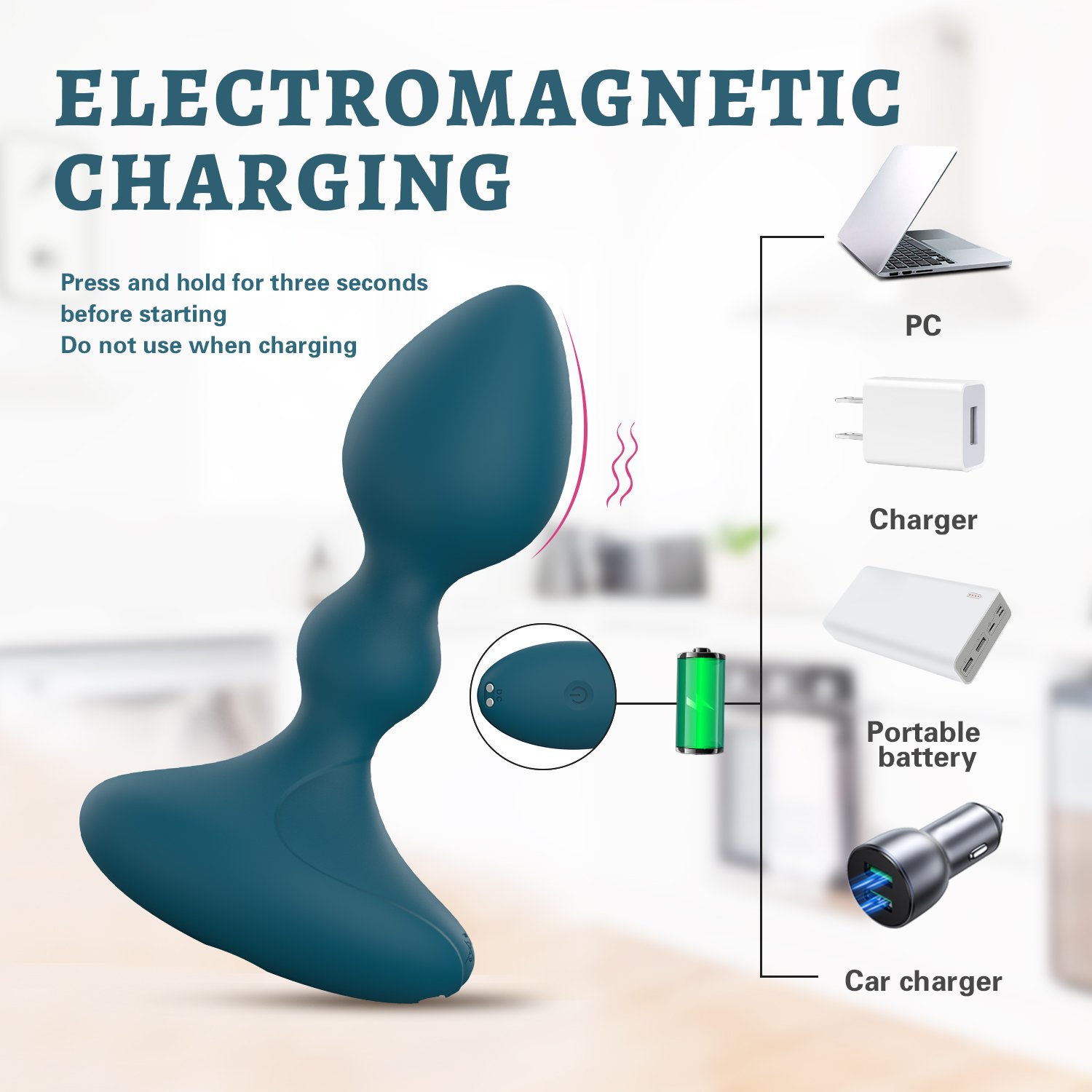 Ylove 10 Modes Remote Control Electric Prostate Massager Silicone Anal Plug and Beads Sex Toy for Anal Play