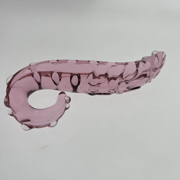 Crystal Glass dildo Stick Inside Blue Flower Style for couple Pink Seahorse Flat Back Small