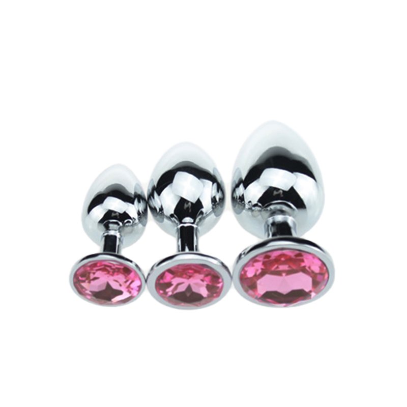 Adult Butt Plug With Gem Portable Metal Anal Plug Set Massager Stainless Steel Sexy Toys Round Steel Plug Anal For Women