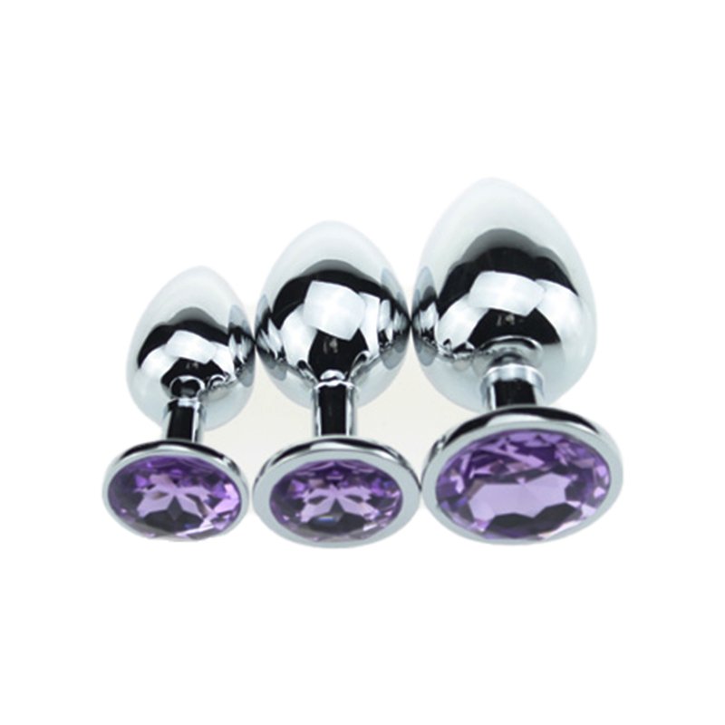 Adult Butt Plug With Gem Portable Metal Anal Plug Set Massager Stainless Steel Sexy Toys Round Steel Plug Anal For Women
