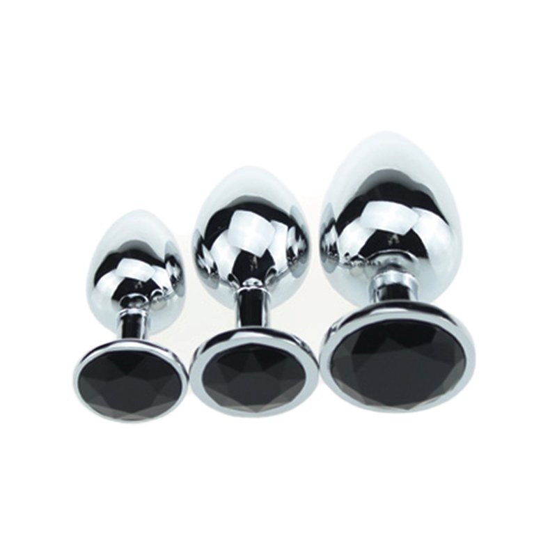Adult Butt Plug With Gem Portable Metal Anal Plug Set Massager Stainless Steel Sexy Toys Round Steel Plug Anal For Women