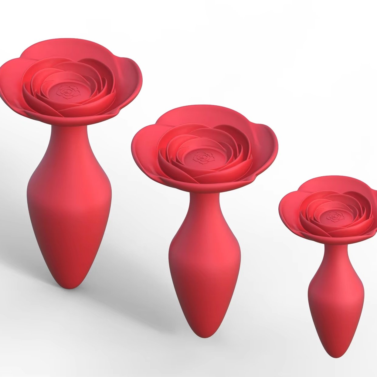 3Pcs Set Silicone Rose Shape Anal Plugs Anal plug for Beginner Men and Women Butt Plug Trainer
