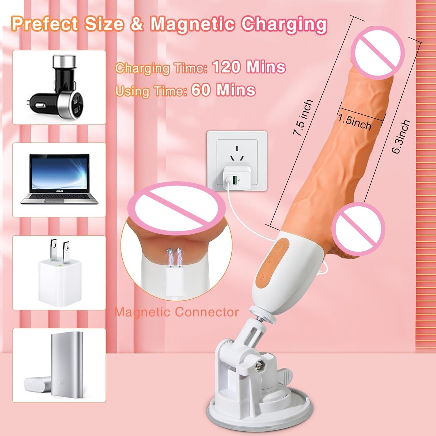 Sex Machine Thrusting Realistic Dildo Vibrator for Women with 10 Vibrating & Thrusting Modes for G Spot Clit Anal Adult Sex Toy