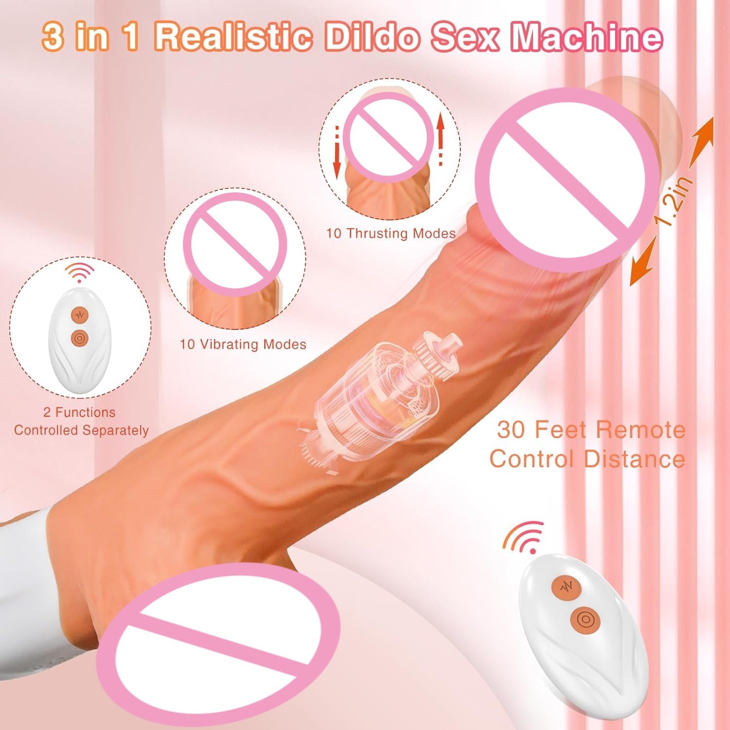 Sex Machine Thrusting Realistic Dildo Vibrator for Women with 10 Vibrating & Thrusting Modes for G Spot Clit Anal Adult Sex Toy