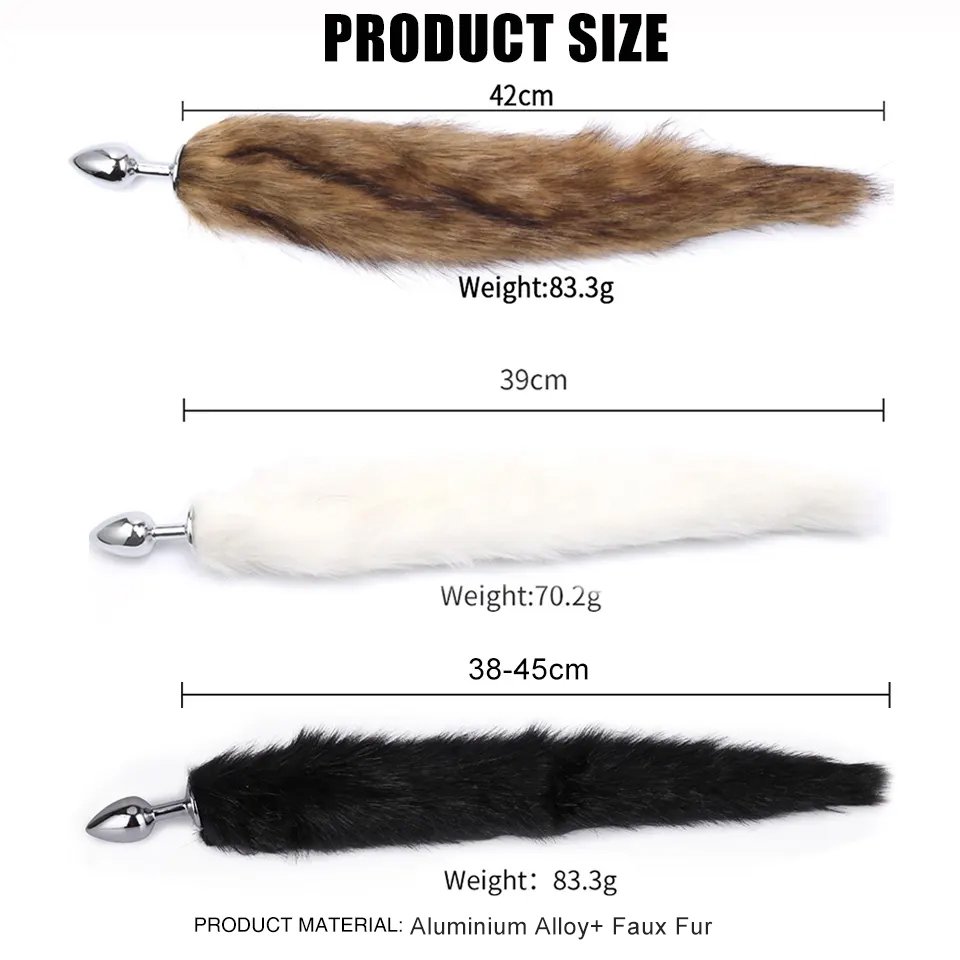 Anal Massager Toys for Women Long Fox Tail with Faux Fur Cosplay Role Play Metal Butt Plug Juguetes Sexuales Anal
