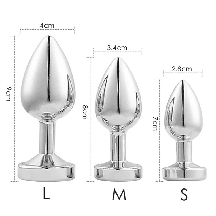 Wholesale 3 Different Sizes Adult Anal Sex Toy Flashing Light Anal Butt Plug Metal Anal Plug With Light