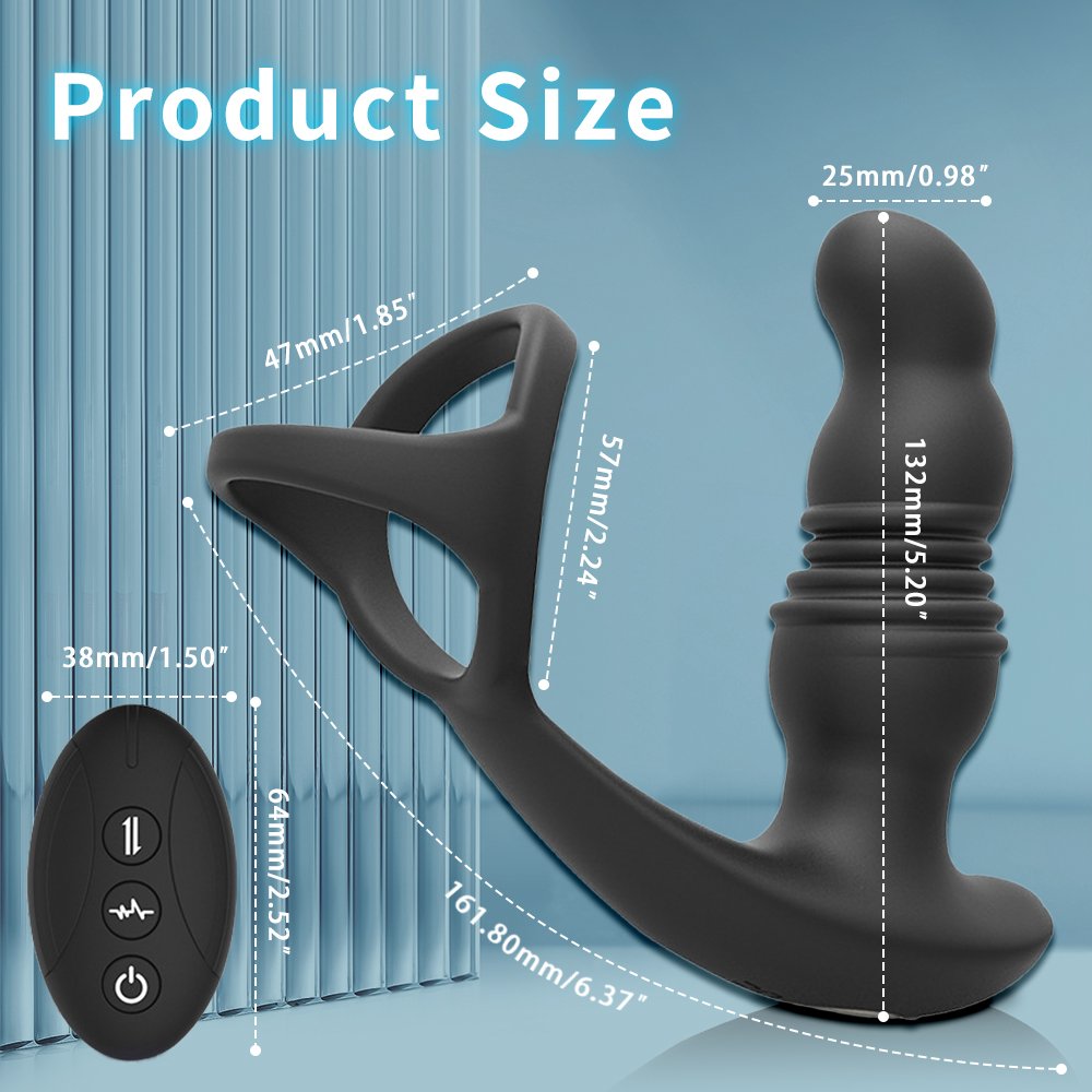 Men's Adult Sex Toys 7-Frequency Double Cock Ring Prostate Massage Vibrator Butt Plug Design Juguetes Sexuales