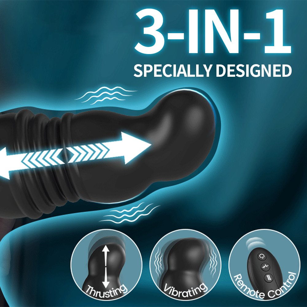 Men's Adult Sex Toys 7-Frequency Double Cock Ring Prostate Massage Vibrator Butt Plug Design Juguetes Sexuales
