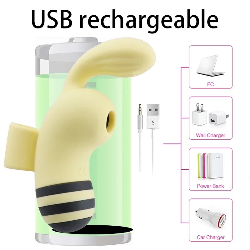 Bee Shape Clitoris Sucking Vibrator Sucker Chargeable Silicone Sex Toys Finger Oral Nipple Stimulator Sex Toy For Women