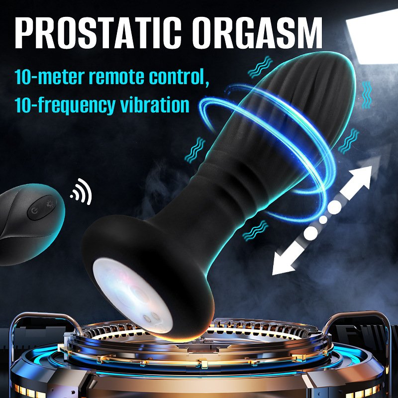 Thrusting Anal Vibrator Prostate Massager With Led Light Remote Control Anal Sex Toy Butt Plug G Spot Vibrator Adult Toy For Men
