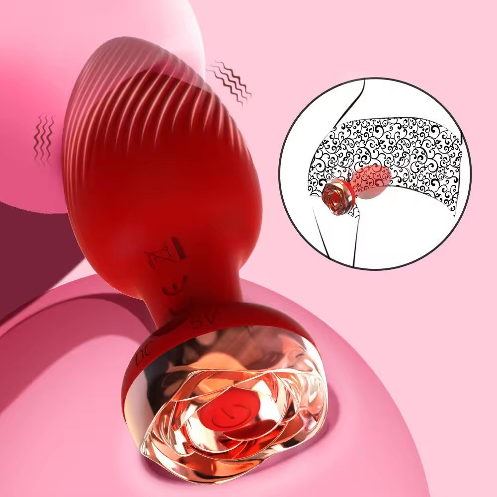 New Design adult shop products Remote Control Vibrating Rose Anal Plug Sex Toys For Men Women