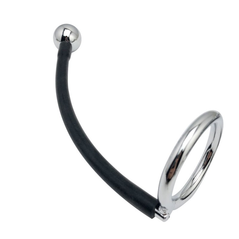 Metal 2-in-1 Anal Plug Penis Ring Gay Toys Adult Sex Toys