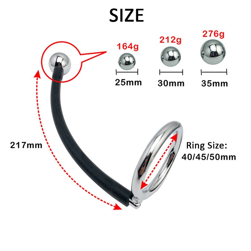 Metal 2-in-1 Anal Plug Penis Ring Gay Toys Adult Sex Toys
