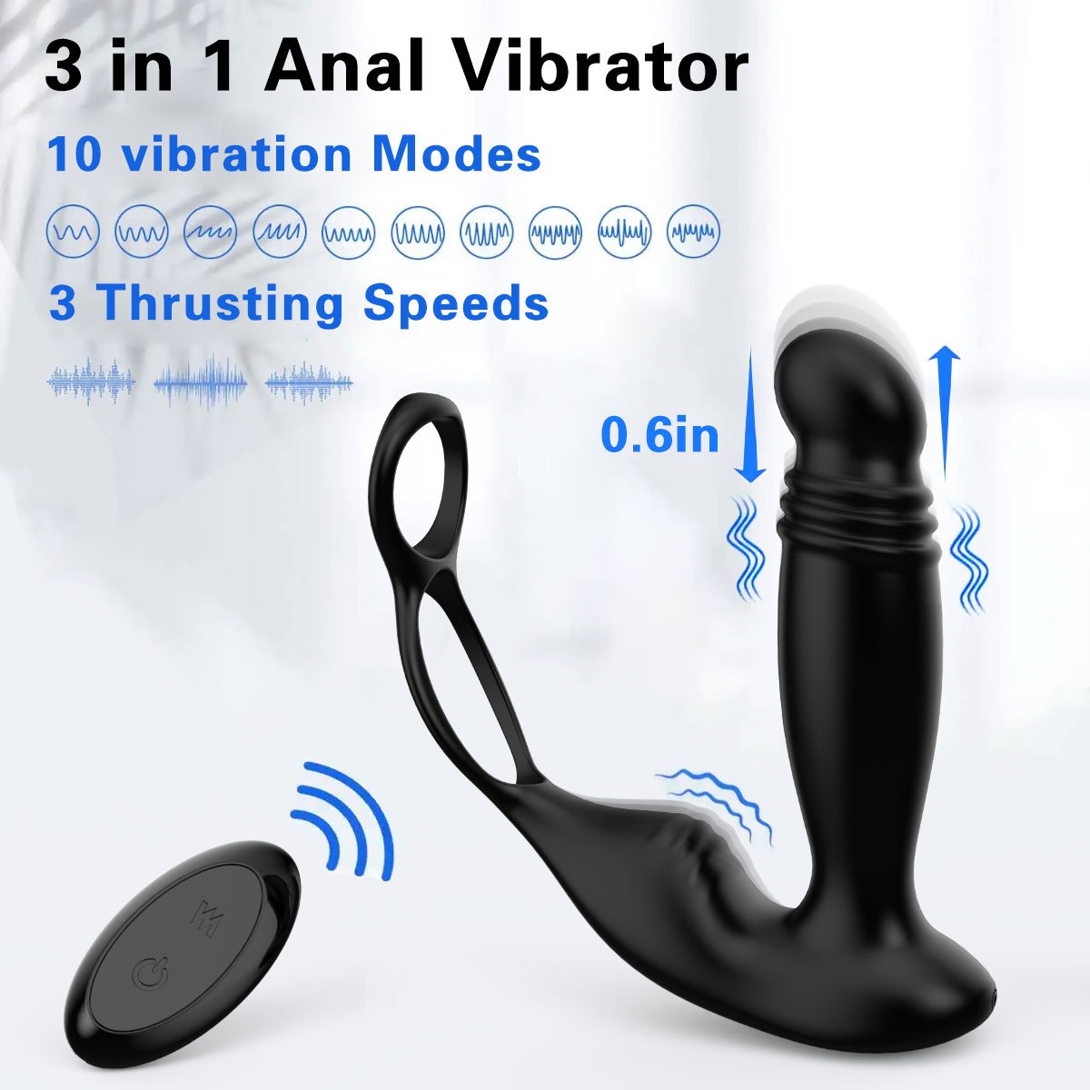 Anal Vibrator Prostate Massager Butt Plug Dual Penis Cock Ring Delay Cock ring Remote Anus Sex Toy For Men Couple
