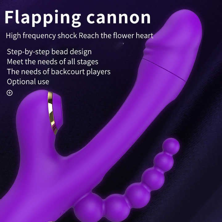 3 In 1 Shenzhen Female Adult Toys Purple Vagina Anal Patting Stimulation Dildo Vibrator Sex Toy For Women