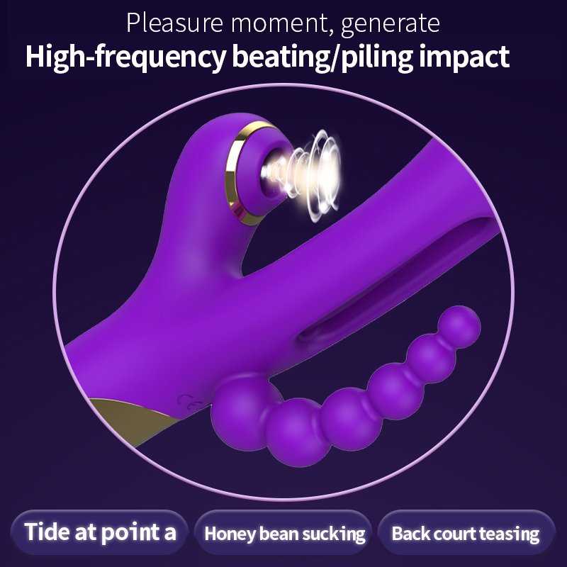 3 In 1 Shenzhen Female Adult Toys Purple Vagina Anal Patting Stimulation Dildo Vibrator Sex Toy For Women