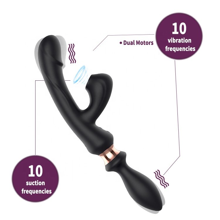 GINYA triple-end vibrator for women G spot dildo, clitoris suction and vibrating anal plug multi play female sex toy