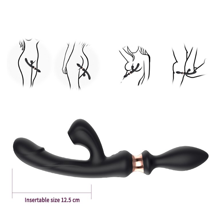 GINYA triple-end vibrator for women G spot dildo, clitoris suction and vibrating anal plug multi play female sex toy