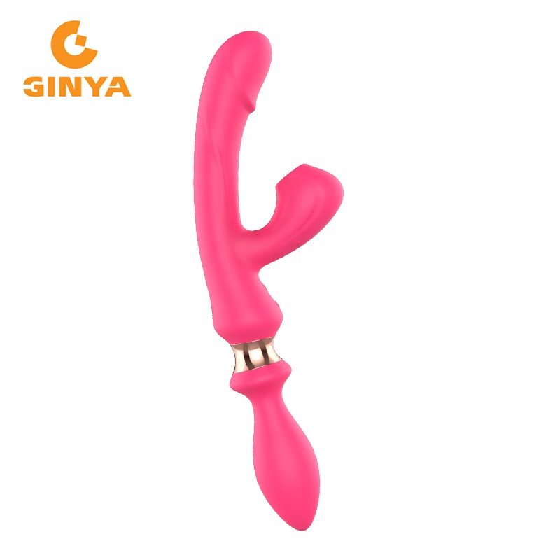 GINYA triple-end vibrator for women G spot dildo, clitoris suction and vibrating anal plug multi play female sex toy
