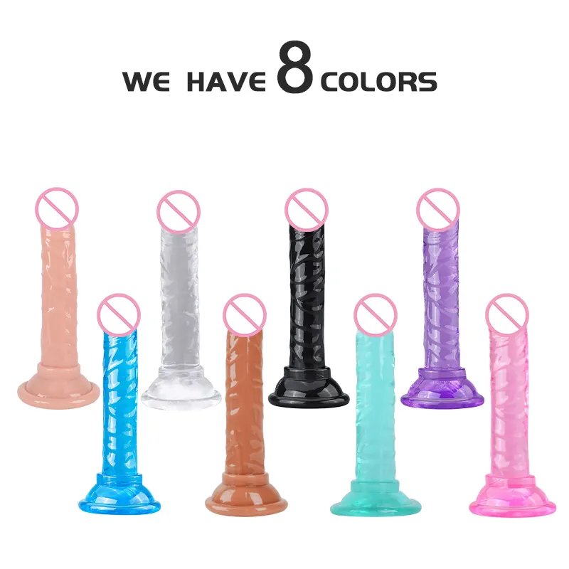Simulated Eggless Wearing Crystal Sucker Mini Dildo Masurbabion Massager For Adult Anal Plug Sex Toys