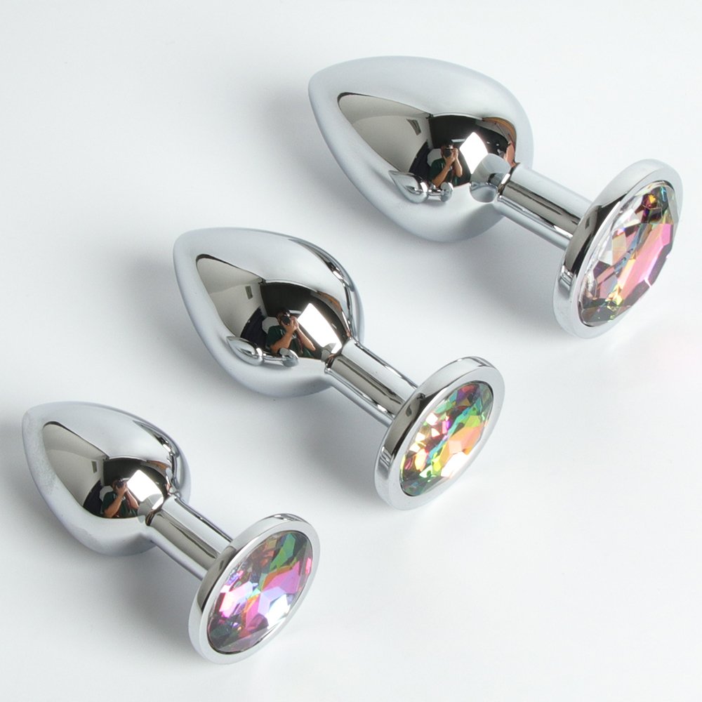 FairyKiss Colorful Anal Butt Plug 3 pcs sets Dazzling Colour Safety Metal Fantasy Sex games for Starter Beginner