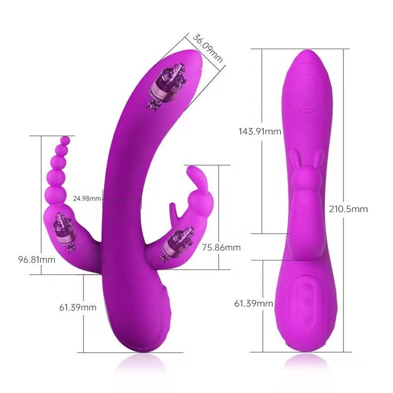 12 Function Rabbit Vibrator G-Spot And P-Spot Anal Triple Curve Rechargeable Dildo Mini Cute Double Dual Rabbit Vibrator