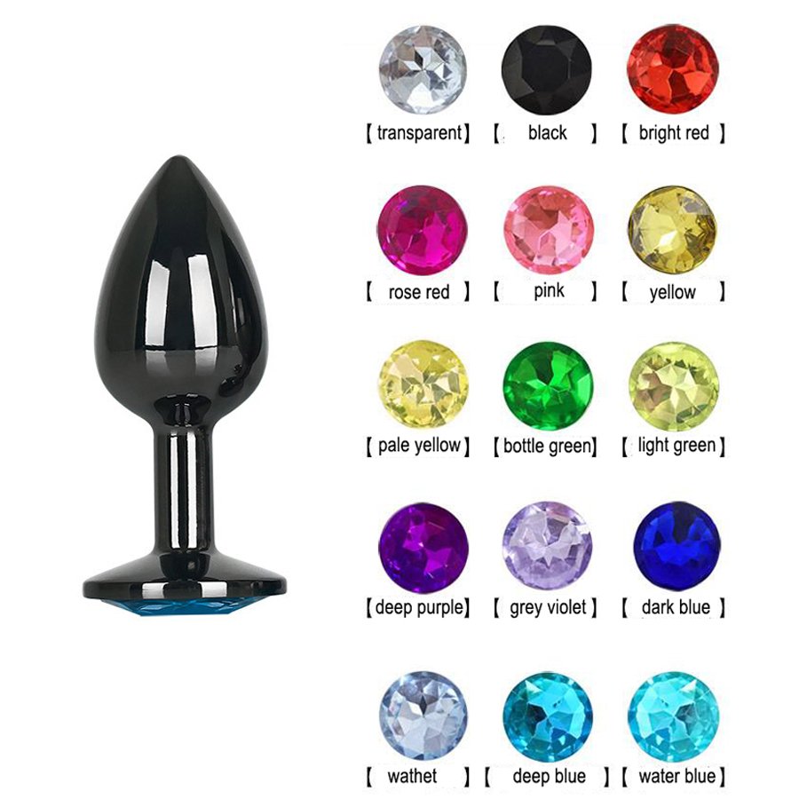 HM Gunmetal Grey Anal Plug For Woman S M L Size With Round Shape Crystal Inlay Size Butt Plug Trainer Kit Analplug