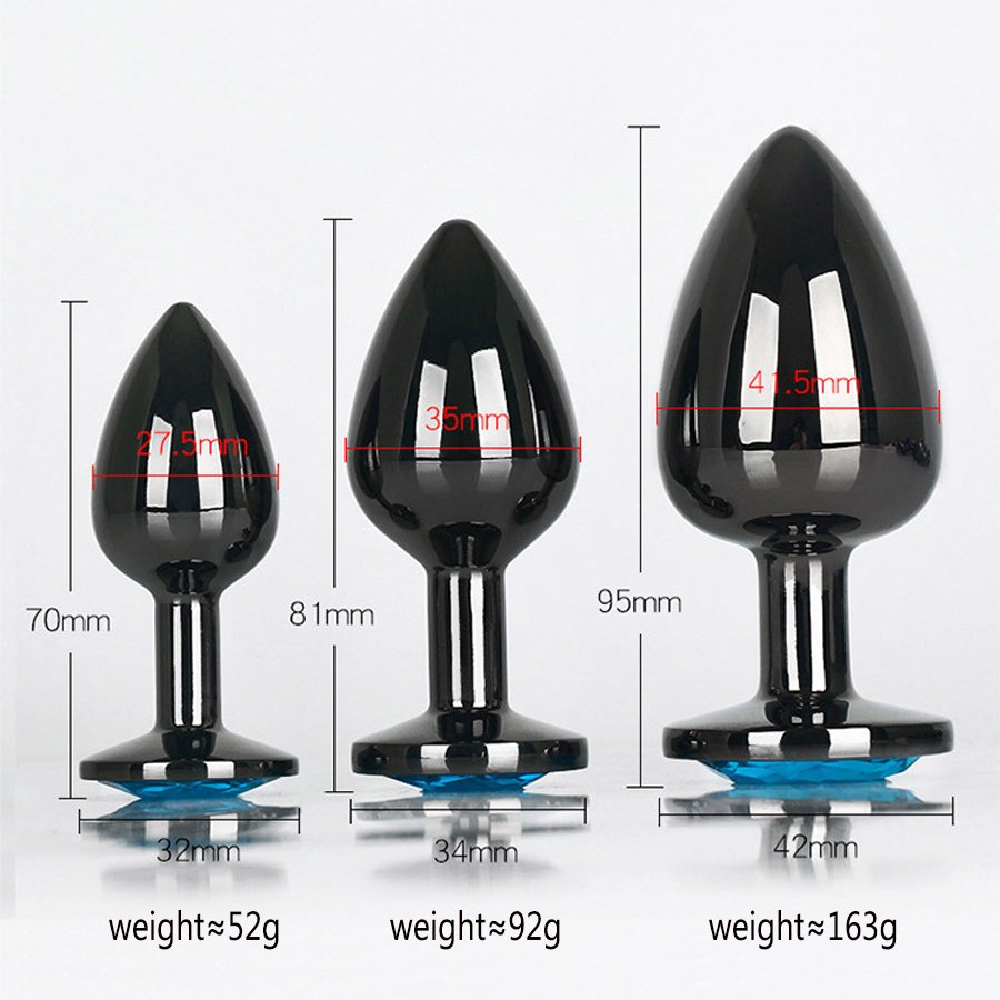 HM Gunmetal Grey Anal Plug For Woman S M L Size With Round Shape Crystal Inlay Size Butt Plug Trainer Kit Analplug