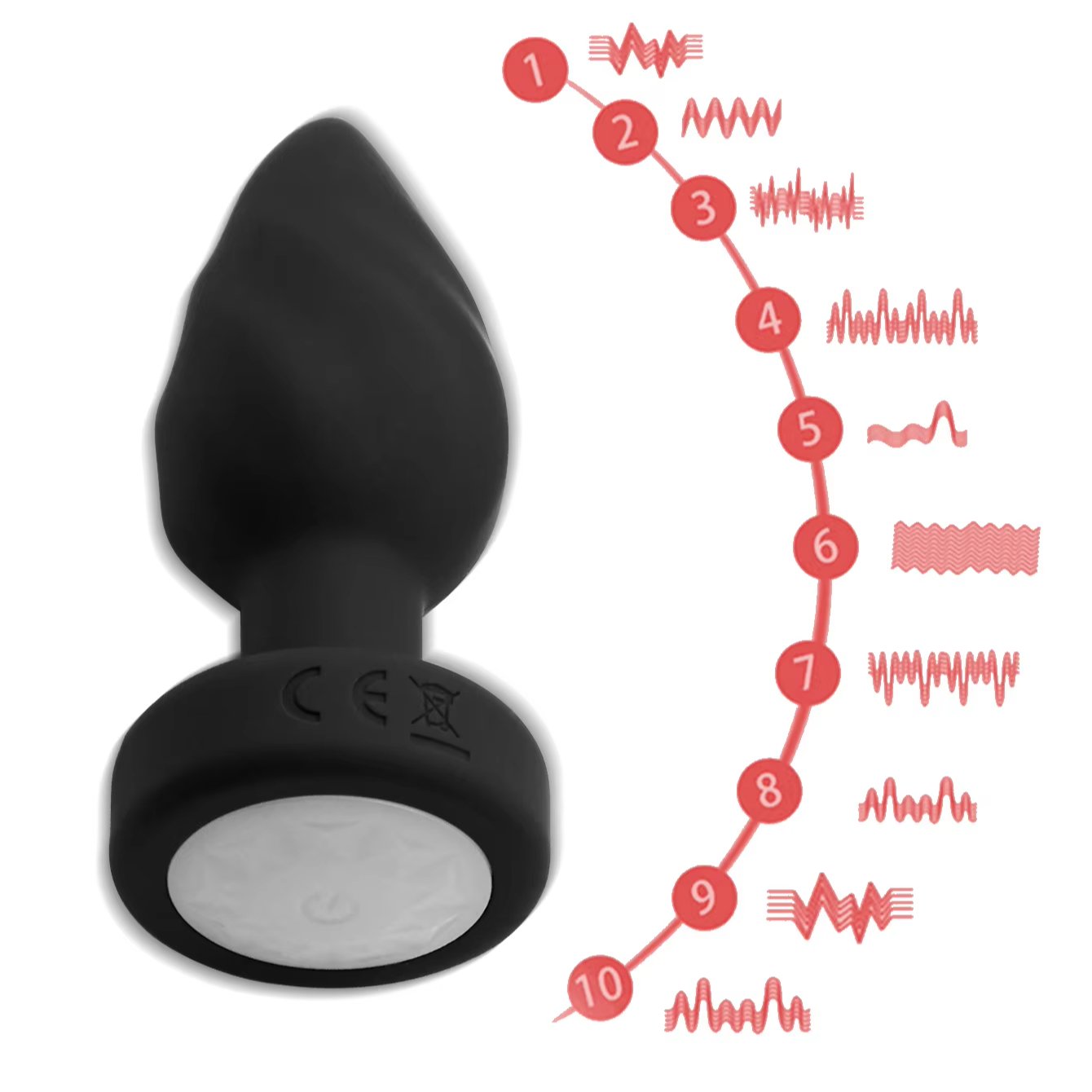 2024 New Anal Plug with Color LED Silicone Remote Control 10-Frequency Vibration Men/Women Sex Toy Luminous Butt Plug