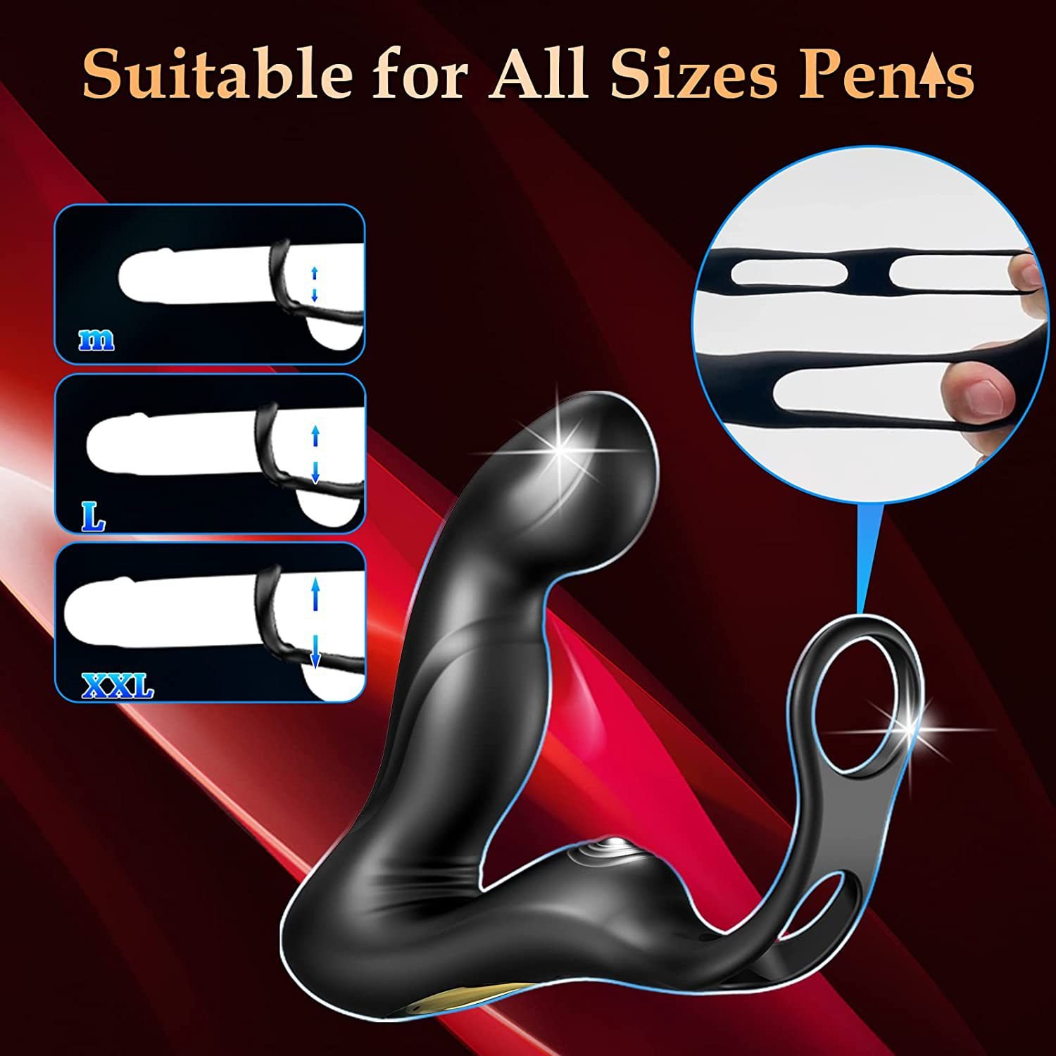 Back court two generation male prostate massager lock essence ring anal plug sex instrument masturbation device