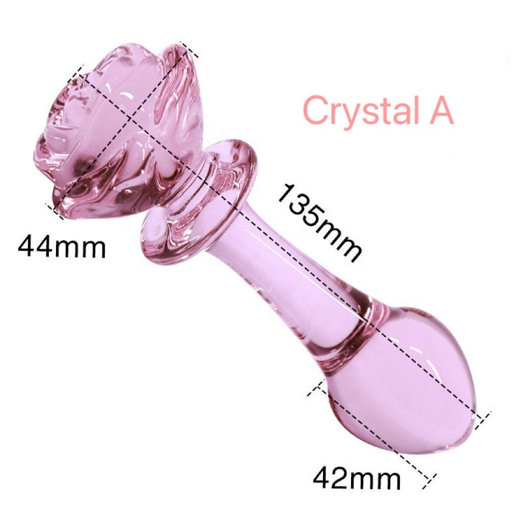 Rose Flower Design Glass Vibrators Wholesale Anal Beads Butt Plug and Penis Dildo Sex Toys for Men and Women