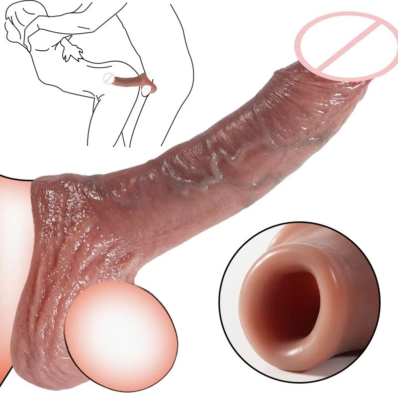 REDBURG High Quality Extension Cock Sleeve Reusable Silicone Penis Big Dildo Enhancer Adult Sex Toys for Men Funda Para Pene