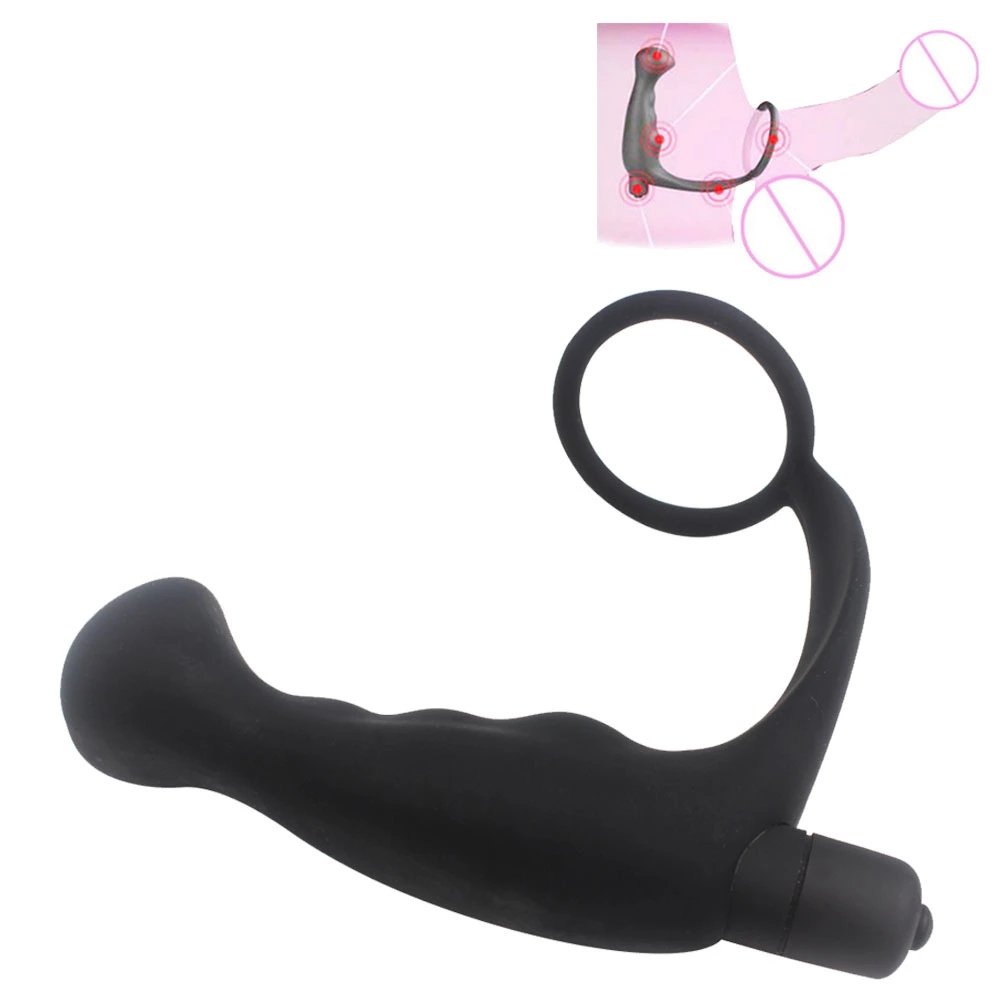10 Speed Silicone Electric Male Prostate Massager Vibrator Sex Toy For Man Prostate With Ring