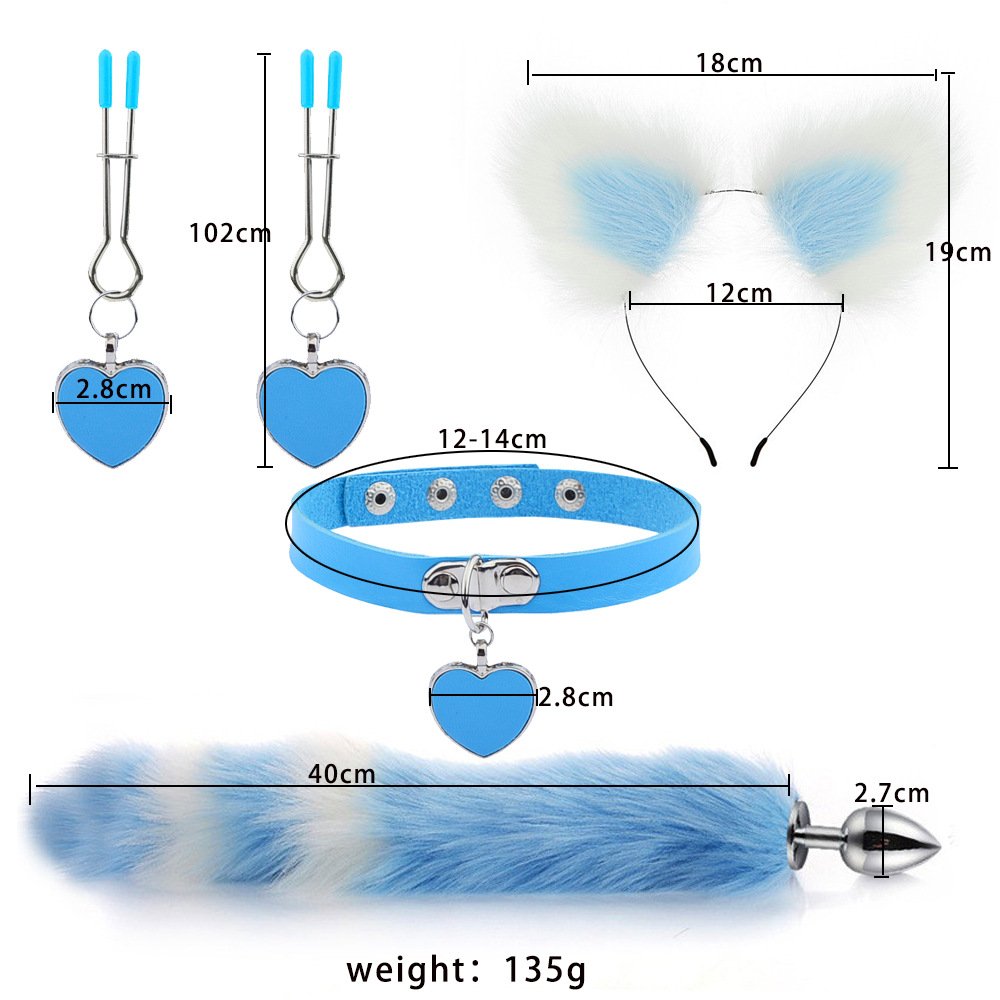 Cute Cat Ears Hair Clip Milk Clip Backyard Fox Tail Anal Plug Male and Female Appliances Sex Supplies Sm Metal Sex Suit Fox Tail