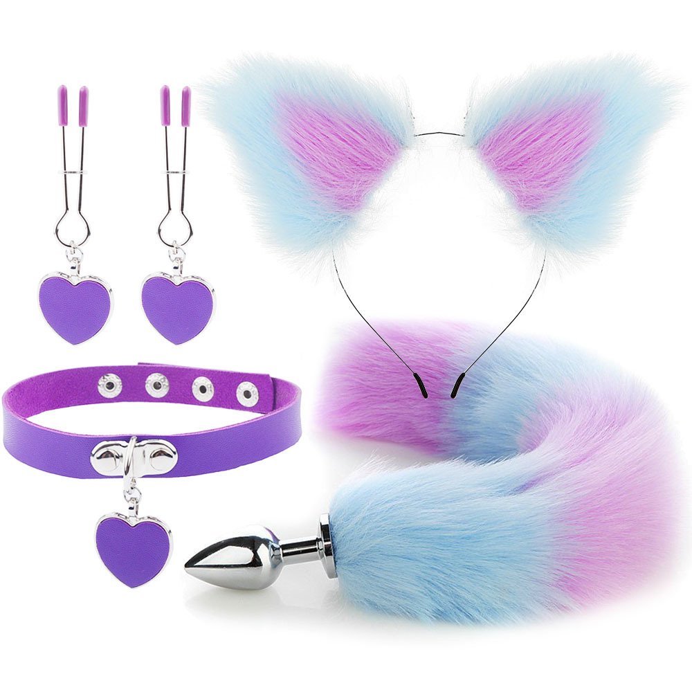 Cute Cat Ears Hair Clip Milk Clip Backyard Fox Tail Anal Plug Male and Female Appliances Sex Supplies Sm Metal Sex Suit Fox Tail