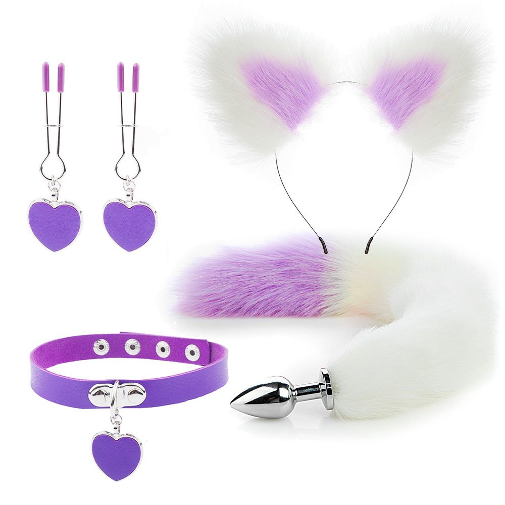 Cute Cat Ears Hair Clip Milk Clip Backyard Fox Tail Anal Plug Male and Female Appliances Sex Supplies Sm Metal Sex Suit Fox Tail