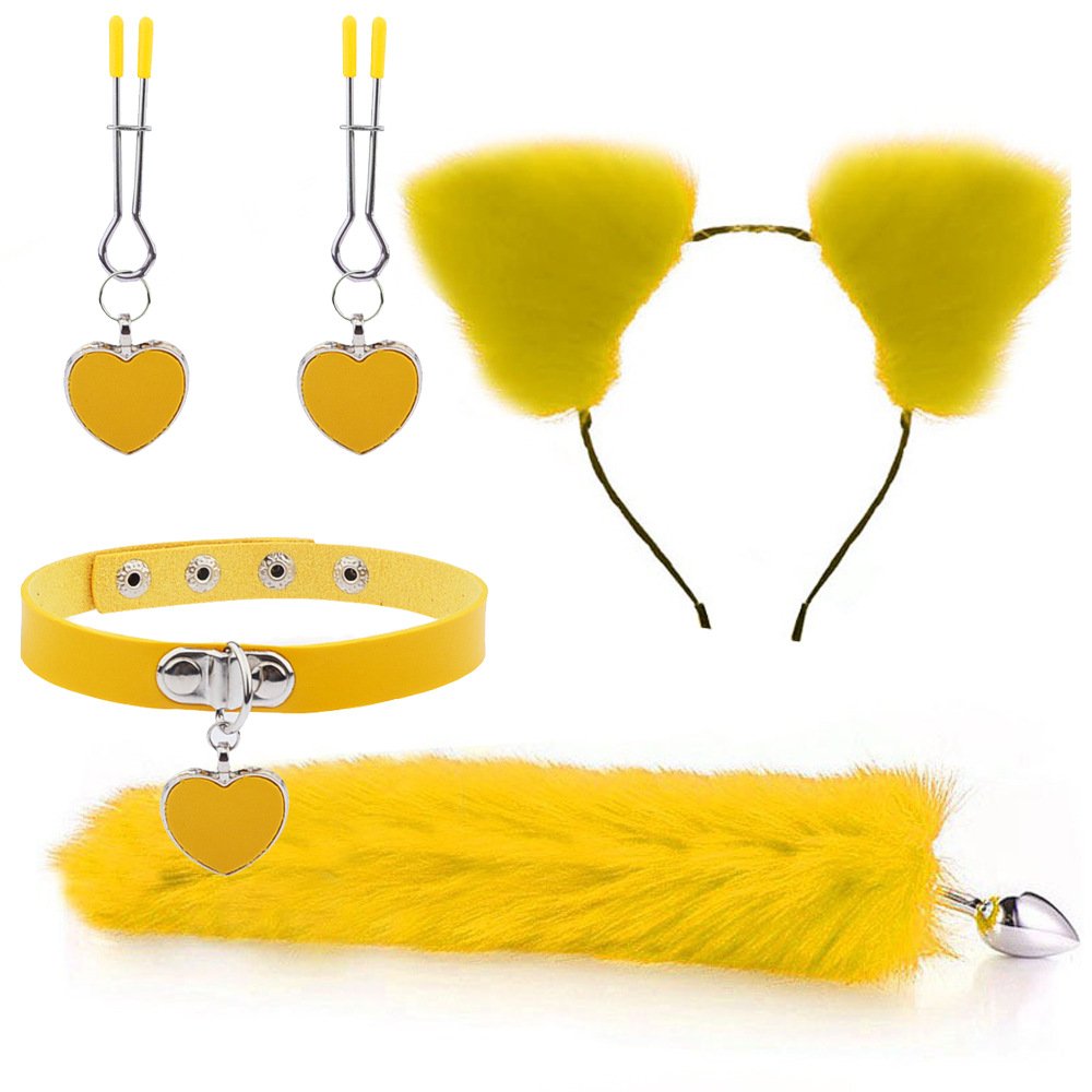 Cute Cat Ears Hair Clip Milk Clip Backyard Fox Tail Anal Plug Male and Female Appliances Sex Supplies Sm Metal Sex Suit Fox Tail